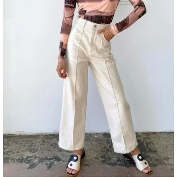 Lisa Says Gah Robyn High Waisted Straight Leg White Jeans Pants | Size 29 - Picture 2 of 8